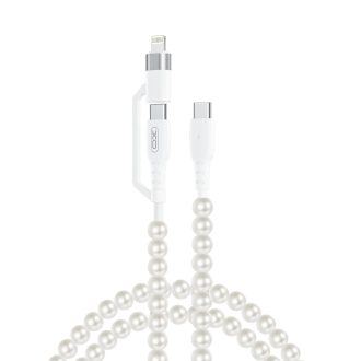 XO NB-Q310 Καλώδιο Φόρτισης & Μεταφοράς Δεδομένων με Πέρλες Type-C σε Type-C (60W) & Lighting (27W) 1m
