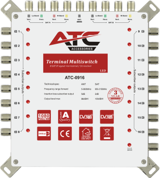 ATC Πολυδιακόπτης ATC-0916 (2 Sat + 1 Ter / 16 Εξόδοι)