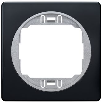 EON E6801.E1S One-gang frame 80x80, soft-touch black with silver holder