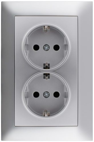 Entac Arnold Recessed wall socket 2x earthed Silver