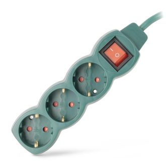 Entac Πολύπριζο 3 Θέσεων με Διακόπτη S1 3G1.5 Πράσινο 1.5m