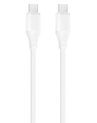 XO NB-Q291B Braided Type-c σε Type-c 60W Καλώδιο Δεδομένων Λευκό
