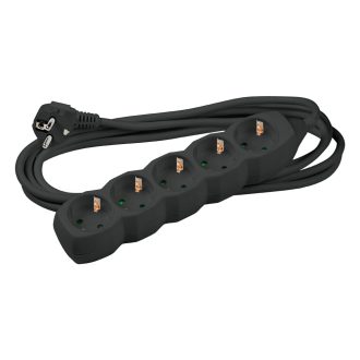 Technik Πολύπριζο 5 Θέσεων με 1.5 mm² Καλώδιο Χαλκού 16A Μαύρο 3m